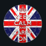 Cible De Fléchettes maintenez calme et continuez le drapeau d'Union<br><div class="desc">Union Jack gardent le calme et continuent. Combinez le cric célèbre des syndicats de drapeau et les populaires gardent le calme et continuent la citation pour changer la taille ont votre goût.  Cette conception fait la référence à l'affiche célèbre est apparue pendant la deuxième guerre mondiale.</div>