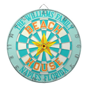 Cible De Fléchettes Maison de plage personnalisée - Turquoise Aqua et