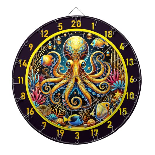 Cible De Fléchettes Majestic Octopus Glow Darboard Design (Devant)