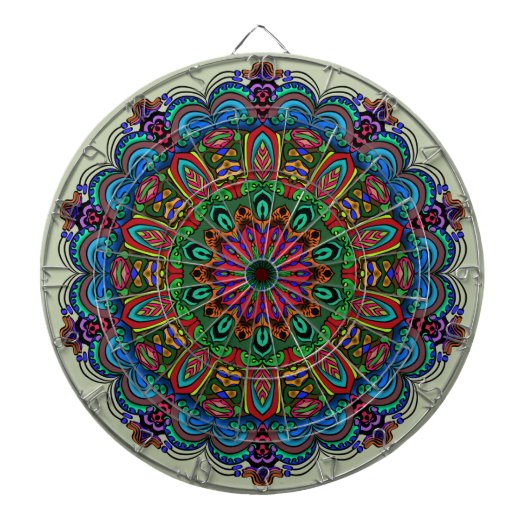 Cible De Fléchettes Mandala dynamique Floral & Motif géométrique (Devant)