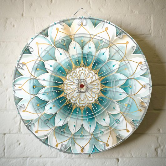 Cible De Fléchettes Mandala floral bleu sarcelle or monogramme