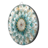 Cible De Fléchettes Mandala floral bleu sarcelle or monogramme (Devant droit)