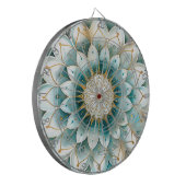 Cible De Fléchettes Mandala floral bleu sarcelle or monogramme (Devant gauche)