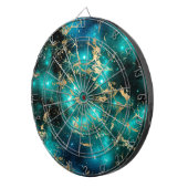 Cible De Fléchettes Marbre de l'espace Noir vert étoile doré (Devant droit)