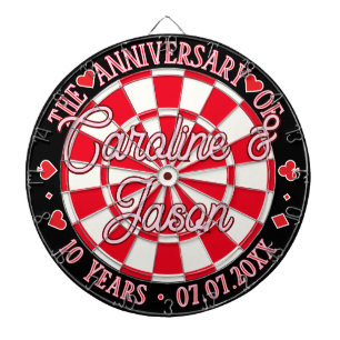 Cible De Fléchettes Mariage Casino ANNIVERSAIRE Cœurs rouges, Noir Bla