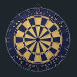 Cible De Fléchettes Marine Blue Faux Gold Foil Nom personnalisé Géomét<br><div class="desc">Un design classique de tableau de fléchettes avec alternance triangles bleu marine et faux feuille d'or. Au-dessus et au-dessous il y a le nom et un message sous forme de texte voûté,  en casquette doré.</div>
