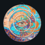 Cible De Fléchettes Mayan Elf : Défiance<br><div class="desc">Un personnage de l'imagination,  fort et provocateur. Peut-être un habitant d'un autre monde ? Ouvert à votre interprétation. Acryliques et encres originales (y compris métalliques) sur toile de boîte carré (disponible ici https://www.dailypaintworks.com/fineart/alexandra-cook/mayan-elf-defiance-/859581). Bon appétit !</div>