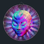 Cible De Fléchettes Méditation psychédélique Alien<br><div class="desc">Portrait Alien bizarre,  mystique et psychédélique sur Cosmos. Il semble être en communication télépathique avec d'autres Mondes. art numérique 3D sous copyright BluedarkArt exclusif.</div>