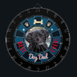 Cible De Fléchettes Meilleur père de chien jamais<br><div class="desc">Arrière - plan coloré avec Meilleur papa chien jamais. Une option de téléchargement de photo du centre. Facile à remplacer par votre propre photo de chien! Idée cadeau amusante et unique.</div>