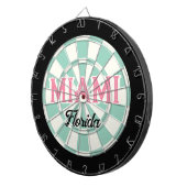 Cible De Fléchettes MIAMI Floride Texte Rose Clair Turquoise Blanc Noi (Devant droit)