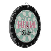 Cible De Fléchettes MIAMI Floride Texte Rose Clair Turquoise Blanc Noi (Devant gauche)