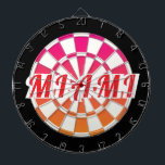 Cible De Fléchettes MIAMI Red text on Pink Orange Black And White<br><div class="desc">MIAMI Red text on Pink Orange Black And White Dart Board. You may edit text by selecting the personalization option 🎯Please let me know if you have additional questions and because Zazzle's customer support handles the customer experience you may reach Zazzle customer support by chat, phone or email as explained...</div>