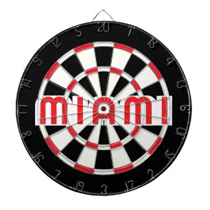 Cible De Fléchettes MIAMI Simple Moderne Noir Blanc Rouge