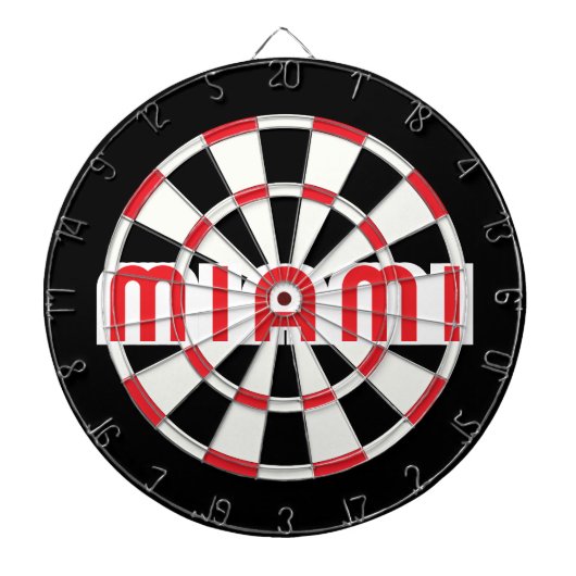 Cible De Fléchettes MIAMI Simple Moderne Noir Blanc Rouge (Devant)