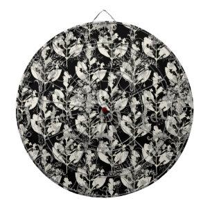 Cible De Fléchettes Mignons motifs de feuilles abstraites noir blanc