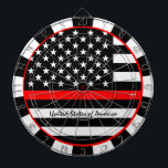 Cible De Fléchettes Mince Red Line & American Flag Firefighter / USA<br><div class="desc">Tableau de bord : Ligne rouge mince et drapeau américain (USA) - pompiers / personnel de pompiers sur le thème - aimez mon pays,  patriotes / fans de sports</div>