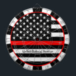 Cible De Fléchettes Mince Red Line & American Flag Firefighter / USA<br><div class="desc">Tableau de bord : Ligne rouge mince et drapeau américain (USA) - pompiers / personnel de pompiers sur le thème - aimez mon pays,  patriotes / fans de sports</div>