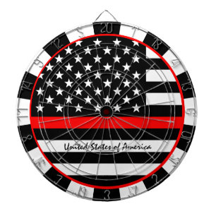 Cible De Fléchettes Mince Red Line & American Flag Firefighter / USA