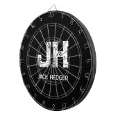 CIBLE DE FLÉCHETTES MINIMALIST WHITE TWO LETTER MONOGRAM NAME BLACK  (Devant droit)