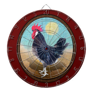 Cible De Fléchettes Minorque Rooster Vintage Oval