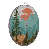 Cible De Fléchettes Modern Abstract Forest, Mountains, and Sunrise (Devant gauche)