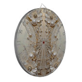 Cible De Fléchettes Modern White Flowers Pearls Dartboard (Devant gauche)