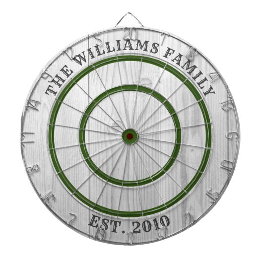 Cible De Fléchettes Moderne Rustique Gris Grange Bois Nom de famille D (Devant)