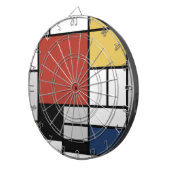 Cible De Fléchettes Mondrian Peinture Rouge Plane Jaune Noir Gris Bleu (Devant droit)