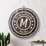 Cible De Fléchettes Monogram Rustic Barne Wood<br><div class="desc">Cette Cible de flechettes en bois de grange rustique Monogram est un grand ajout à votre salle de jeux familiale. Jeu amusant pour des heures de divertissement. Customisez avec votre nom et votre texte.</div>