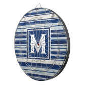 Cible De Fléchettes Monogramme à rayures bleues et blanches (Devant droit)