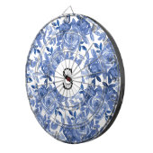 Cible De Fléchettes Monogramme Bleu Floral Motif Dartboard (Devant droit)