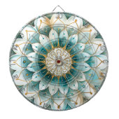 Cible De Fléchettes Monogramme Blue Turquoise or Floral Mandala (Devant)