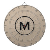 Cible De Fléchettes Monogramme classique simple Noir Beige (Devant)