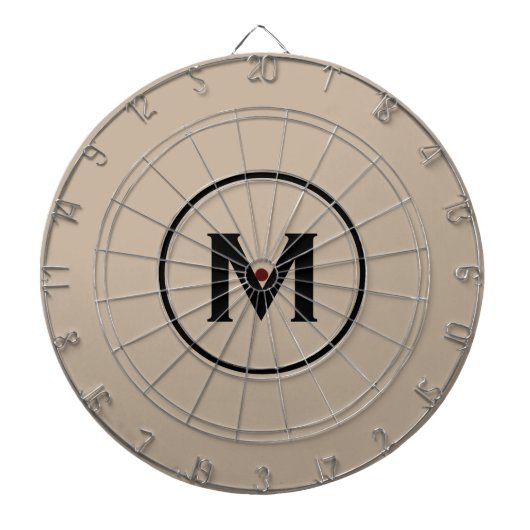 Cible De Fléchettes Monogramme classique simple Noir Beige (Devant)