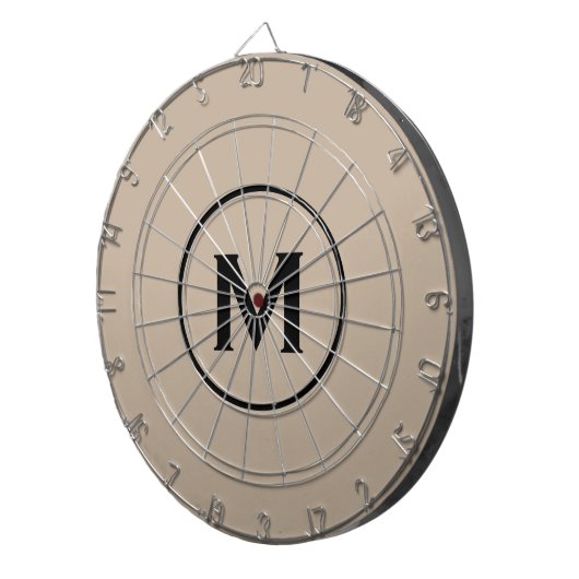 Cible De Fléchettes Monogramme classique simple Noir Beige (Devant droit)