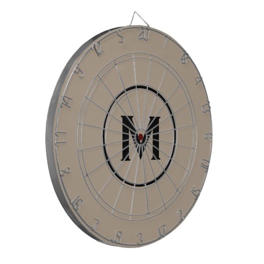 Cible De Fléchettes Monogramme classique simple Noir Beige (Devant gauche)