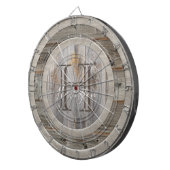 Cible De Fléchettes Monogramme de ton en bois gris rustique (Devant droit)