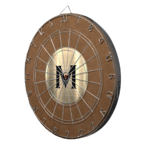 Cible De Fléchettes Monogramme d'or brossé en daim Brown moderne