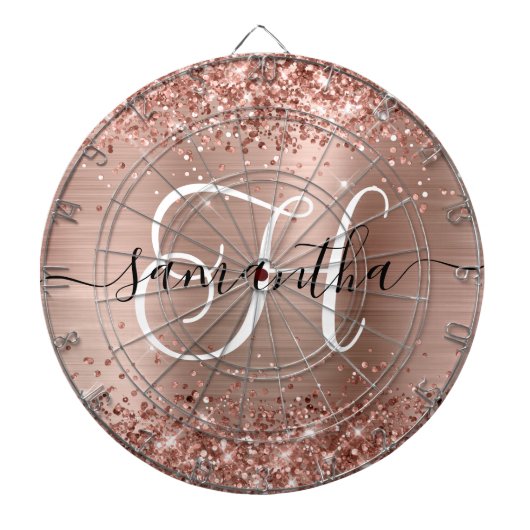 Cible De Fléchettes Monogramme doré Rose Glitter (Devant)