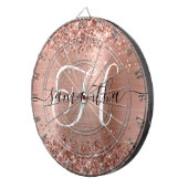 Cible De Fléchettes Monogramme doré Rose Glitter (Devant droit)