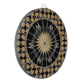 Cible De Fléchettes Monogramme élégant à motif de points noir et or (Devant gauche)