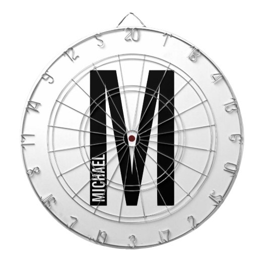 Cible De Fléchettes Monogramme et nom personnalisés modernes (Devant)