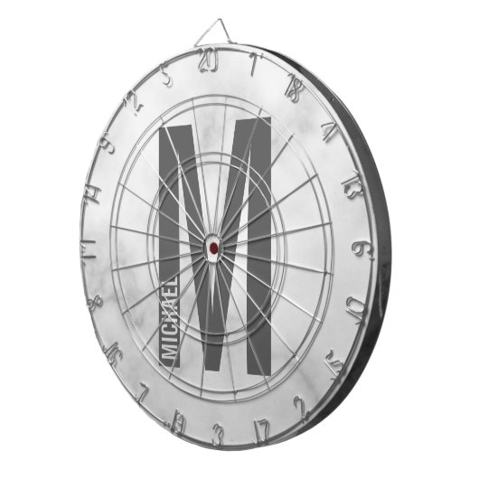 Cible De Fléchettes Monogramme et nom personnalisés modernes (Devant droit)