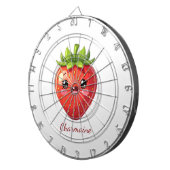 Cible De Fléchettes Monogramme jolie fraise kawaii (Devant droit)