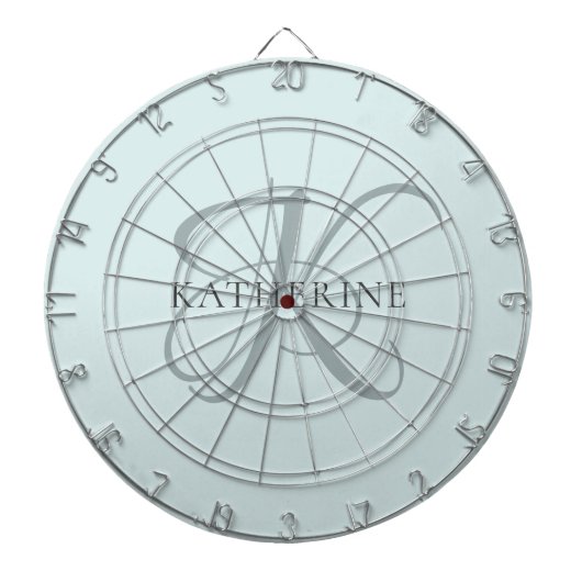 Cible De Fléchettes Monogramme moderne élégant Script Aqua Blue (Devant)