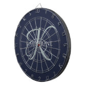 Cible De Fléchettes Monogramme moderne élégant Script Marine Bleu (Devant droit)