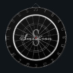 Cible De Fléchettes Monogramme noir blanc moderne personnalisé<br><div class="desc">Amusez votre famille et vos amis avec un jeu amusant de fléchettes lors de votre prochaine réunion. Cette conception est moderne noir gris nom de famille monogramme et une carte est noir et la deuxième carte est gris foncé. Le gros monogramme initial est en gras gris sur le centre et...</div>