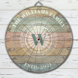 Cible De Fléchettes Monogramme Nom de famille Vintage Crest<br><div class="desc">Un tableau en damier monogramme cool avec un arrière - plan en bois de couleur rustique. personnalisé avec votre nom et date établie. Idéal pour une salle de jeux familiale ou une grotte pour homme. Conçu pour vous par Blackberry Boulevard.</div>