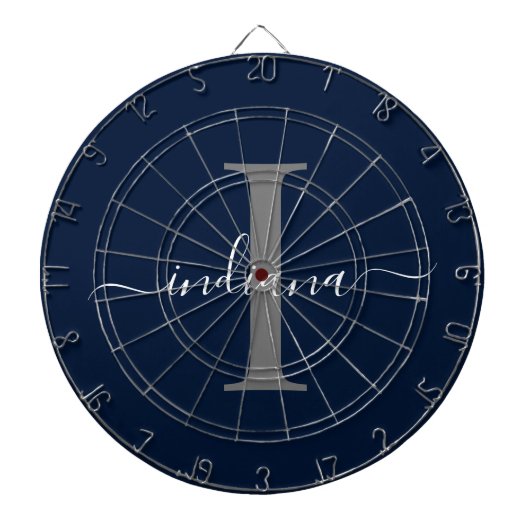 Cible De Fléchettes Monogramme Nom Initial Script Bleu Marine (Devant)