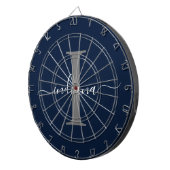 Cible De Fléchettes Monogramme Nom Initial Script Bleu Marine (Devant droit)
